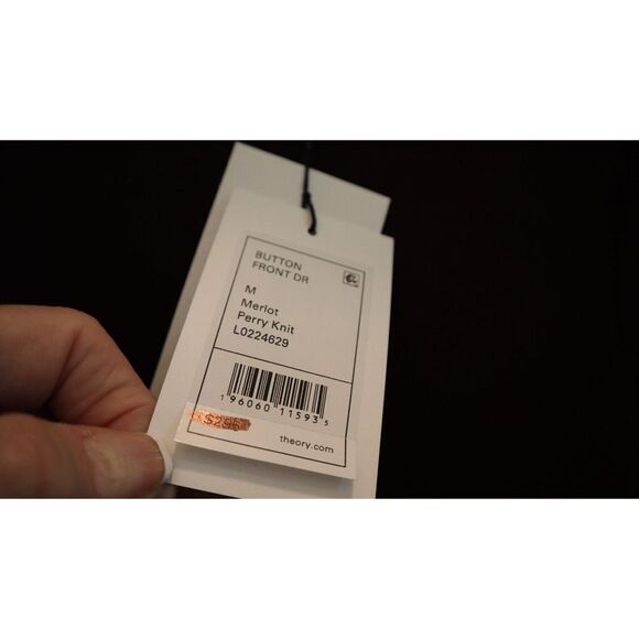 Theory L0224629 Women's Sz M Merlot Side Slit Button Perry Knit Midi Dress $295+ - Picture 10 of 11